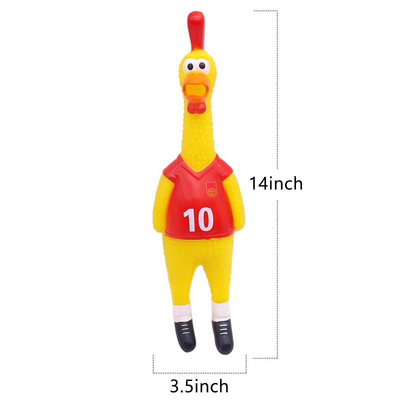 POPLAY 14inch Rubber Chicken Grade Latex Squeeze Chicken Prank Novelty Pet Toys for All Age Groups Gift for Children Family Dogs - Image 2